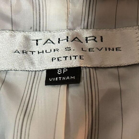 Tahari Arthur S Levine Gray Black Jacket Size 8 Petite Women Lined Blazer - Picture 6 of 16